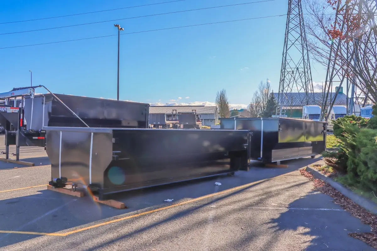 Roll-off dumpster ready for waste disposal at job site for Cleanout Dumpster Rental in Severn